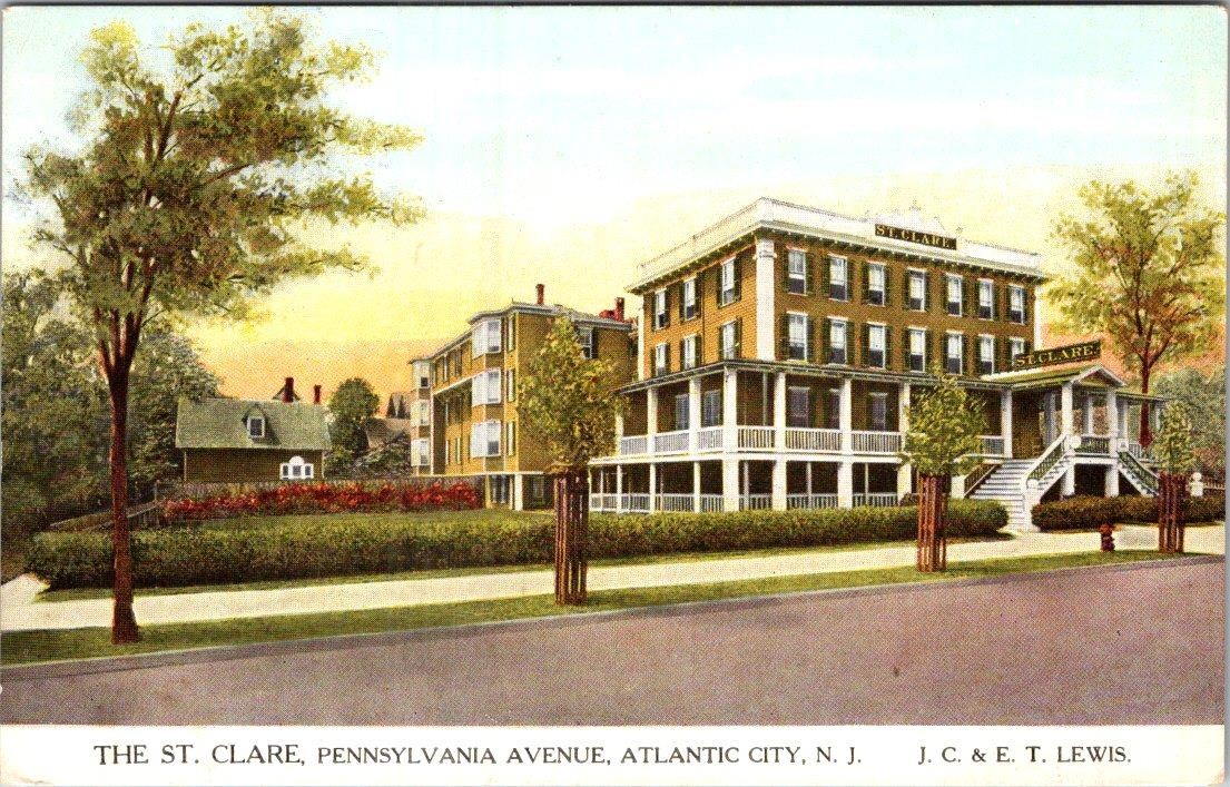 1907-10's THE ST CLARE HOTEL ATLANTIC CITY NJ ANTIQUE POSTCARD