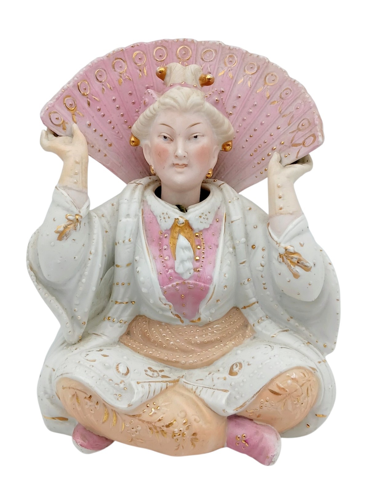 Antique German Bisque Porcelain Asian Empress Nodder Pagoda Figurine 6\
