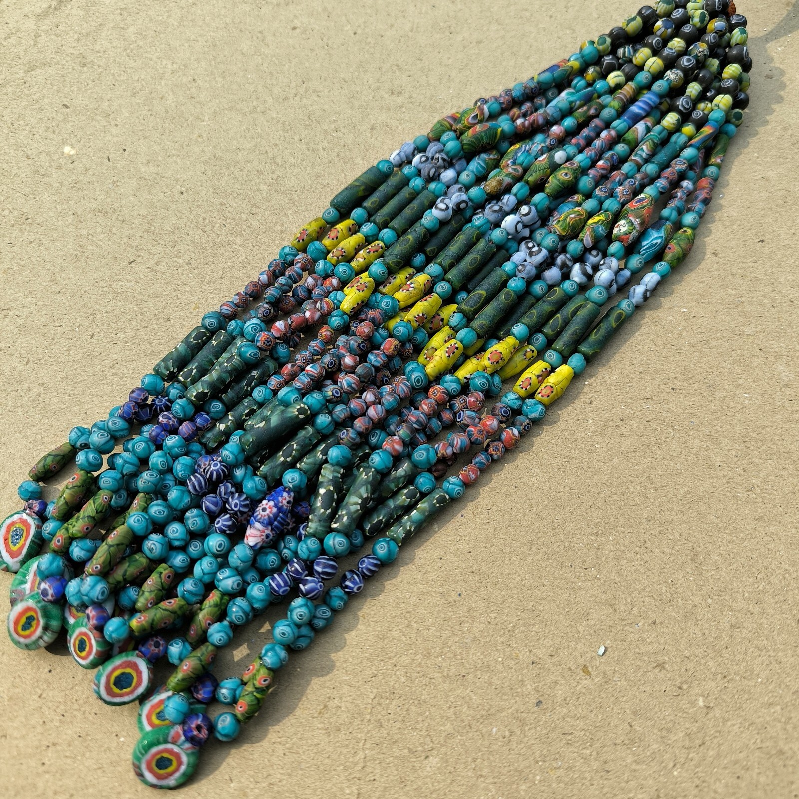 Vintage Old Handmade African Venetian Mosaic Millefiori Trade Glass Beads II