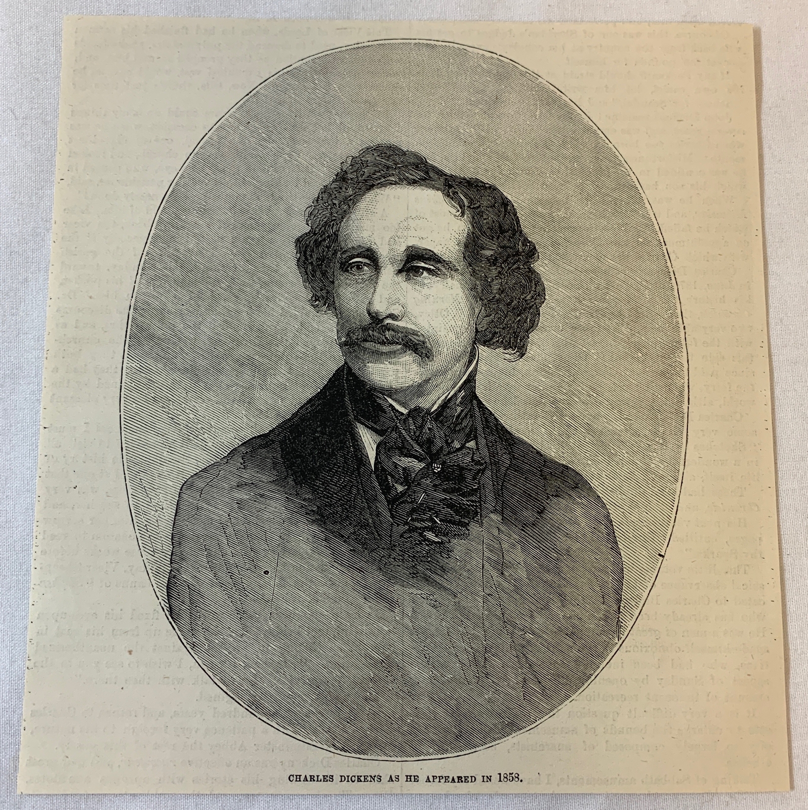 1887 magazine engraving~ CHARLES DICKENS As He Appeared In 1858