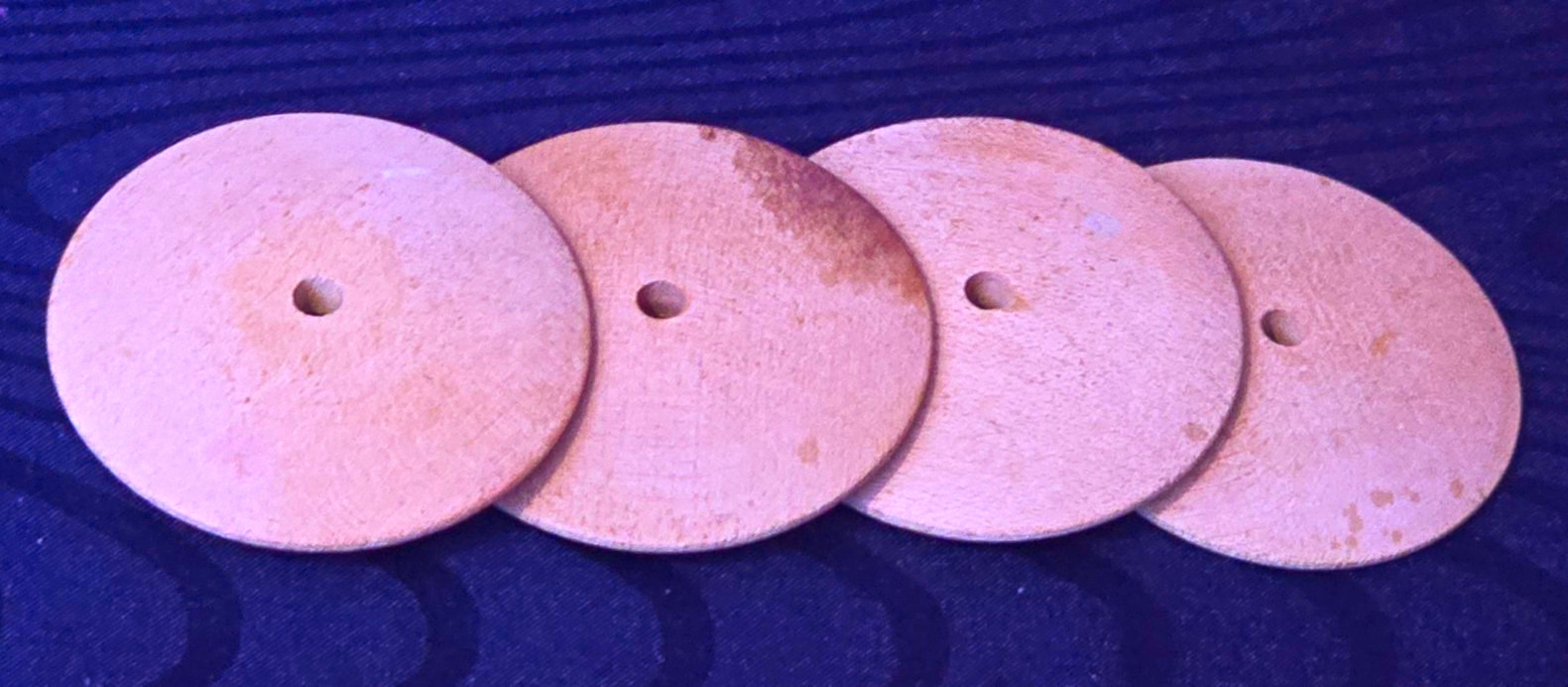 4 Antique Turned Wooden Button Molds 1 Hole Craft Blanks Curated 1.5\