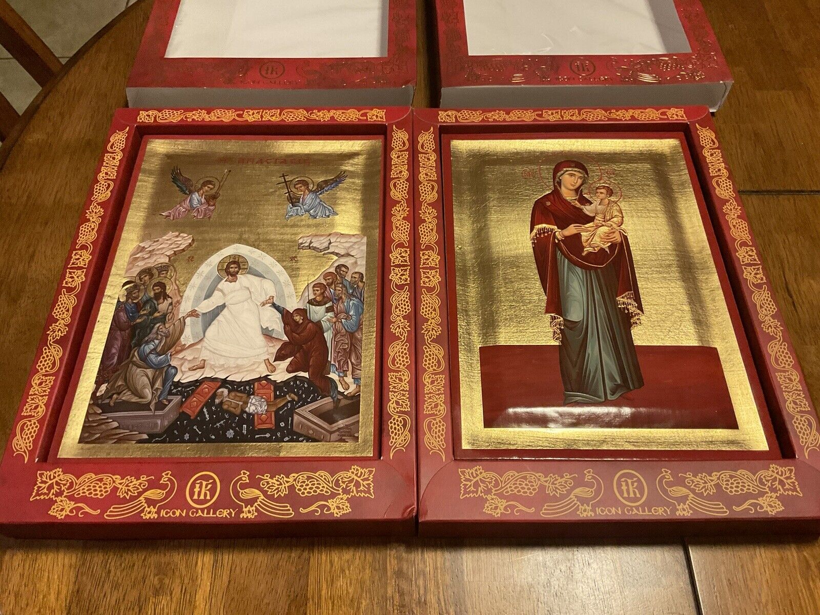 Jesus Christ And Mother Mary Greek  Byzantine Orthodox Christian handmade icons
