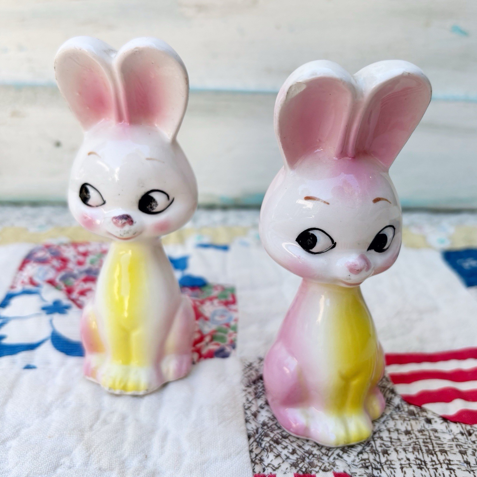 Vintage Pink Bunny Rabbit Salt and Pepper Shakers Japan Easter Bunnies Vintage Pink Bunny Rabbit Salt and Pepper Shakers Japan Easter Bunnies