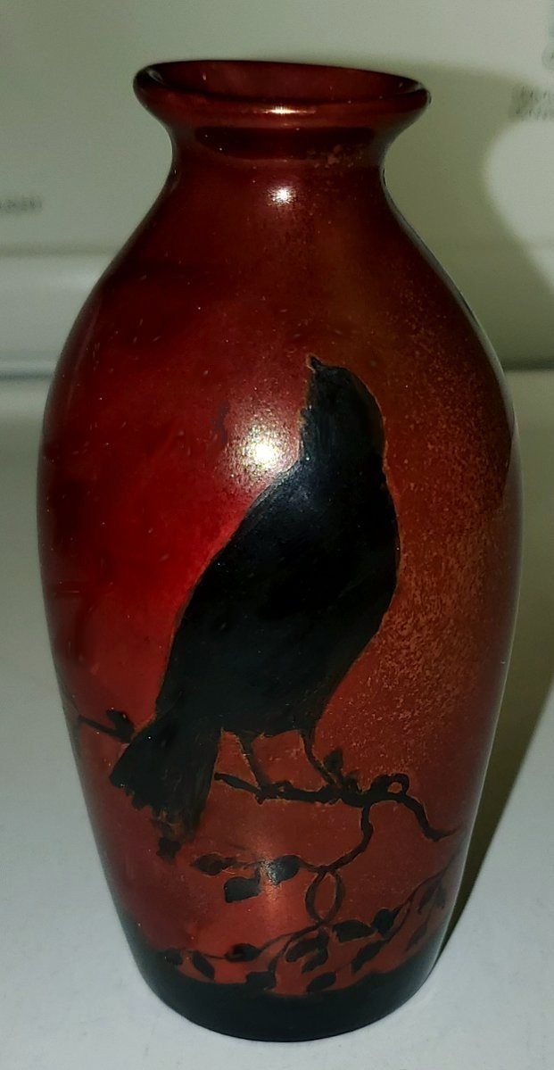 Vintage Czech Hand-Painted Vase w/ Birds; H Wehinger & Co, 1928-38. Artist Sig.