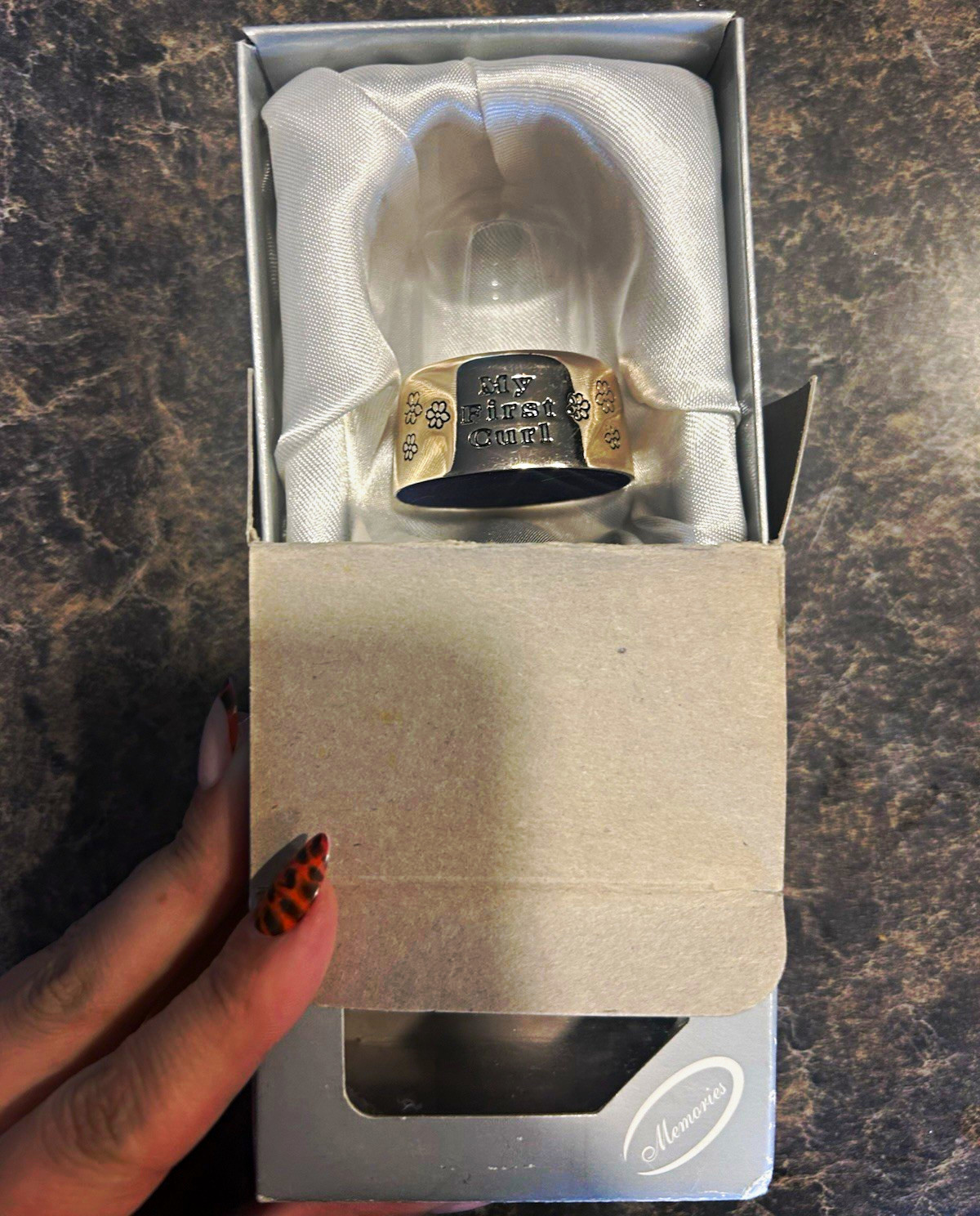 My First Curl Pewter Sewing Thimble with Memories Display Gift Box