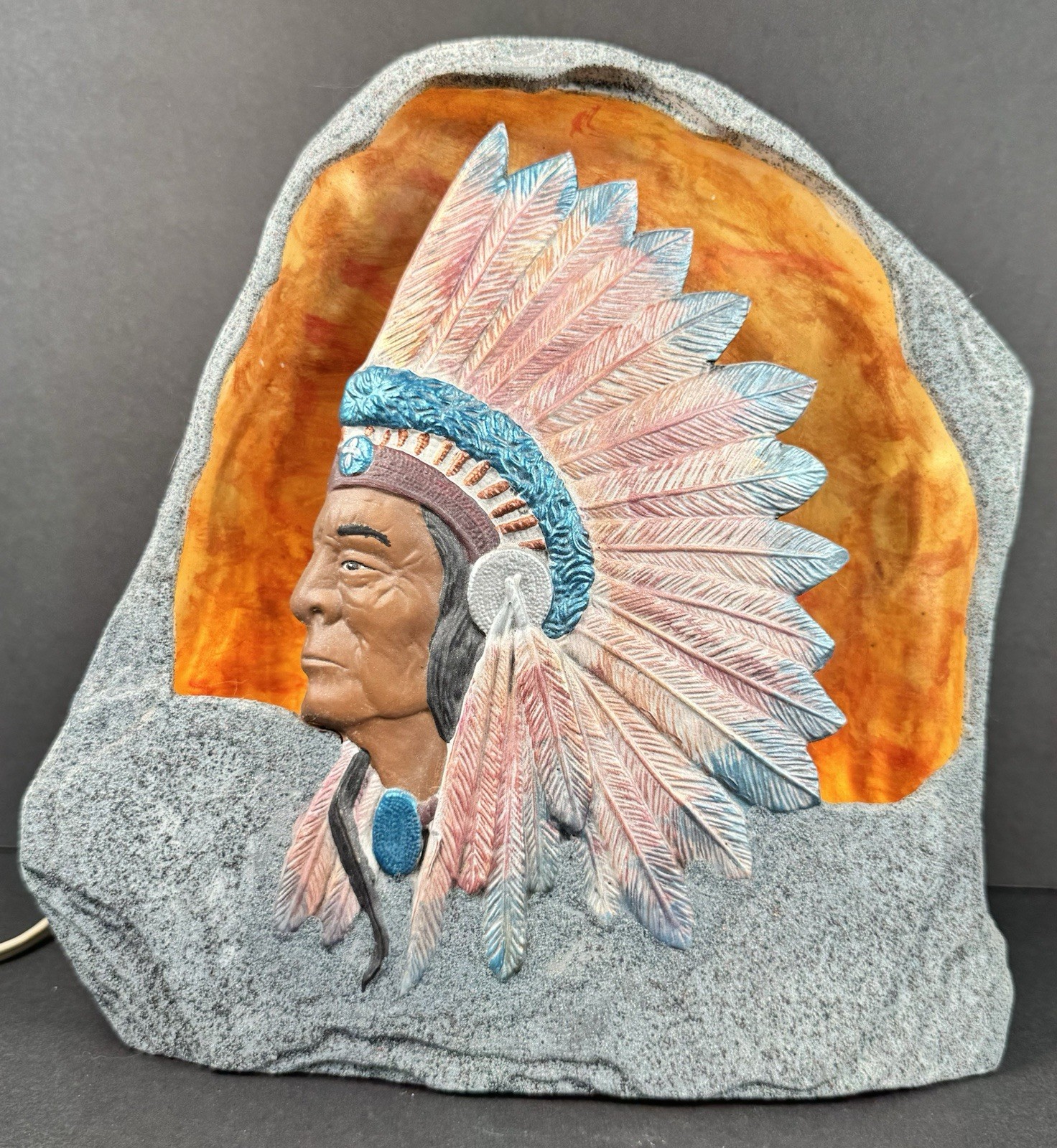 Native American Indian Hand Painted Night Light Lamp 