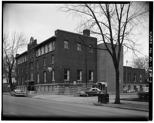 7. YMCA with rear additions, circa 1967 VIEW NORTHEAST, WEST FRONT AND SOUTH