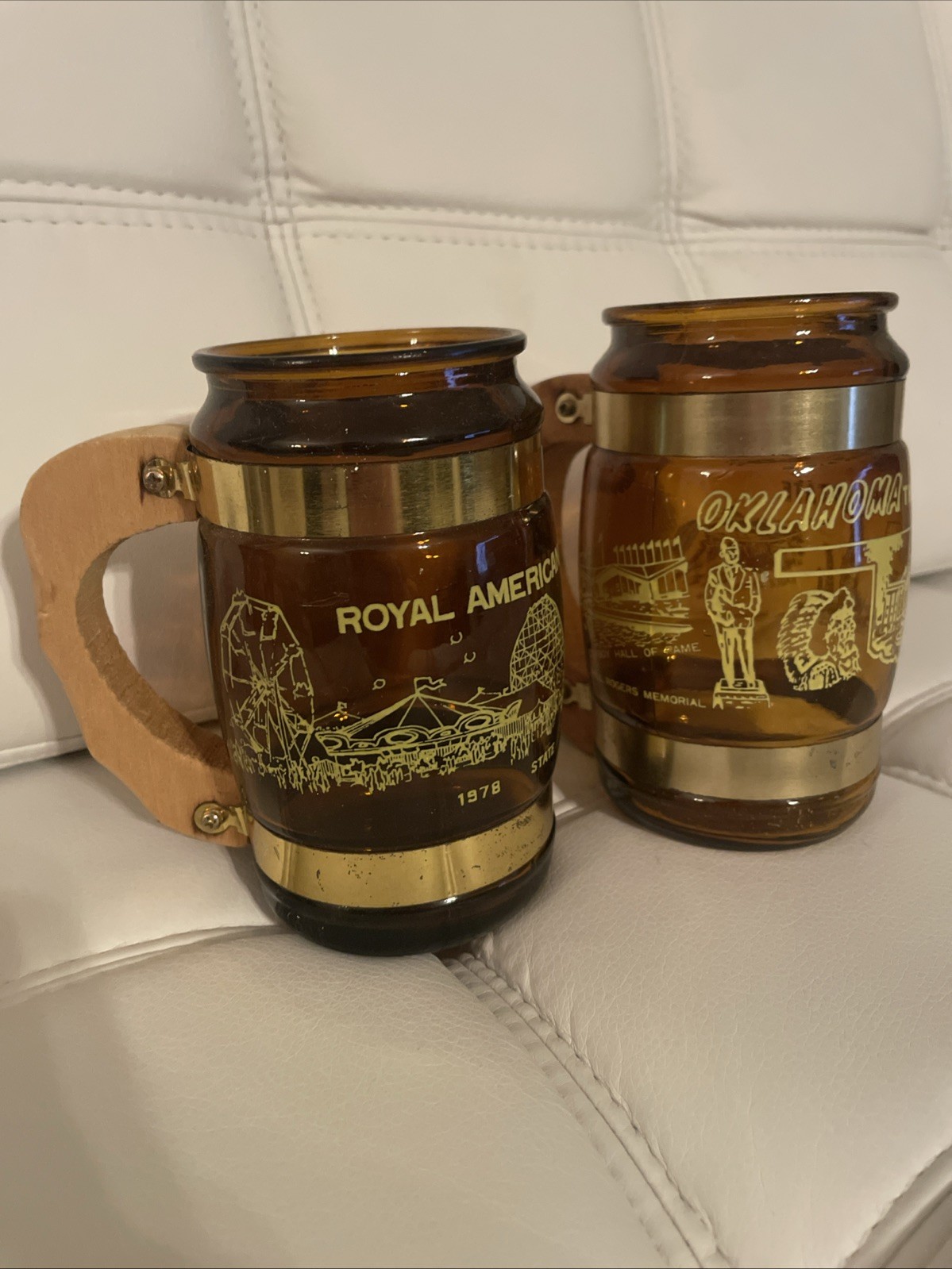 Vintage 1978 Royal American Shows Oklahoma State Fair Mini Mug Glass Pair Set
