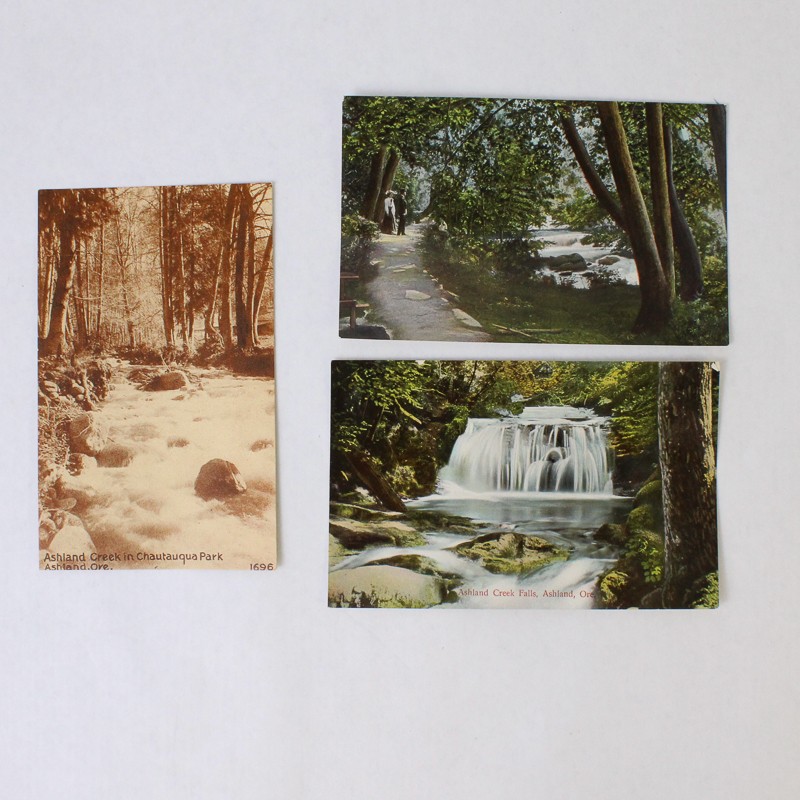Lot Of 3 Vintage Ashland Creek Oregon Litho Postcards Pacific Novelty Company