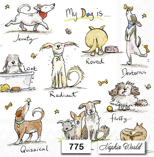 (775) TWO Paper LUNCHEON Decoupage Art Craft Napkins - DOGS PUPS PUPPIES CANINE