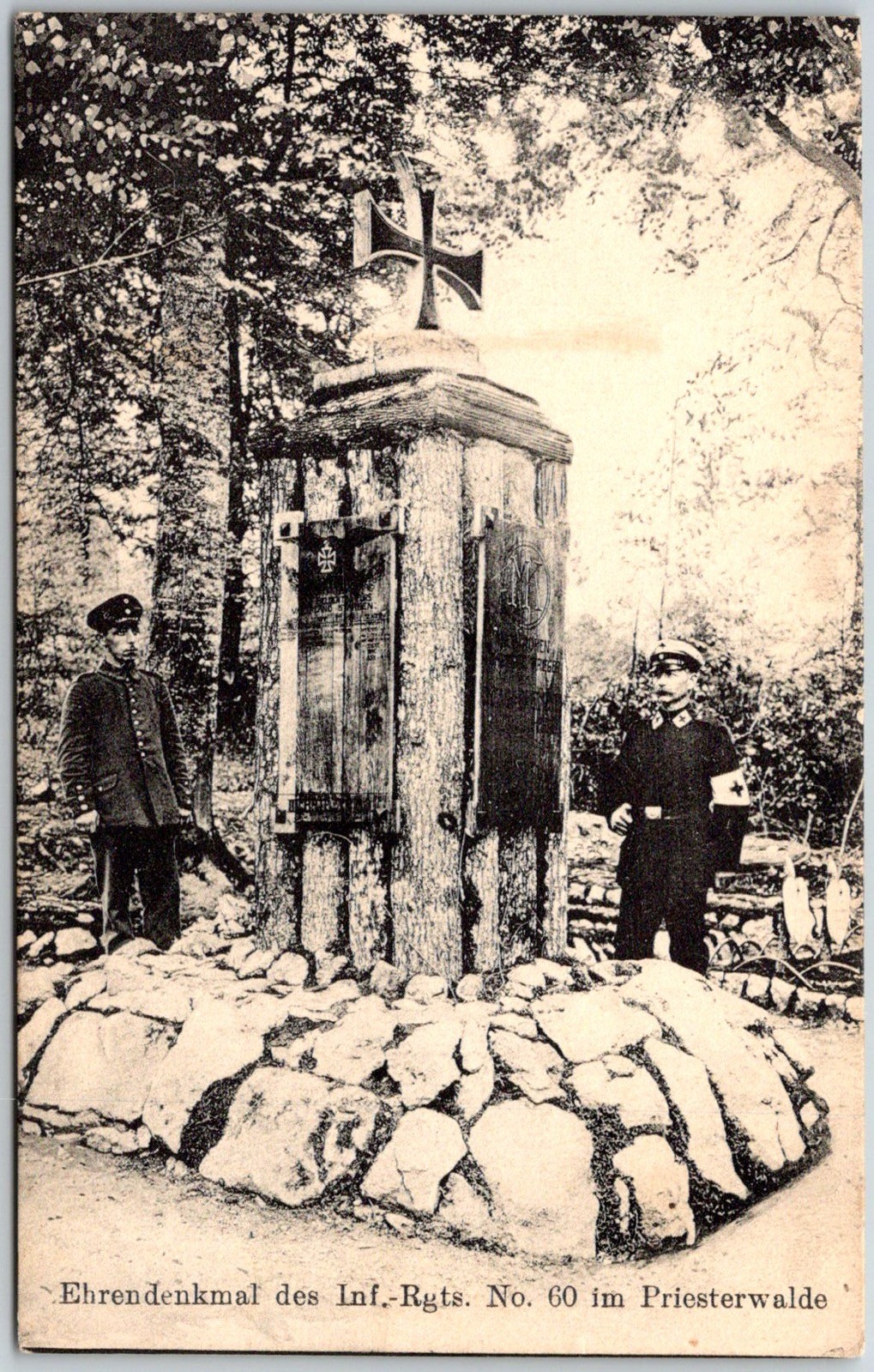 Priesterwalde Germany Historic WW1 Memorial Sepia Unposted Vintage Postcard