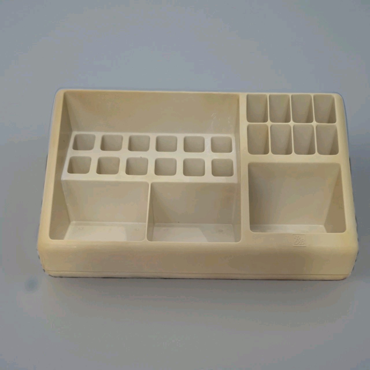 Vintage 1970s Burtch Barone Makeup Organizer Vanity Cosmetic Caddy Beige MCM 