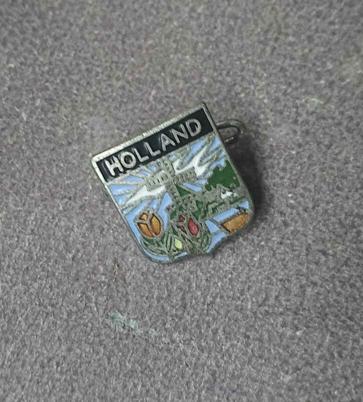 Vintage Dutch Holland Silvertone Metal Enamel Pin  