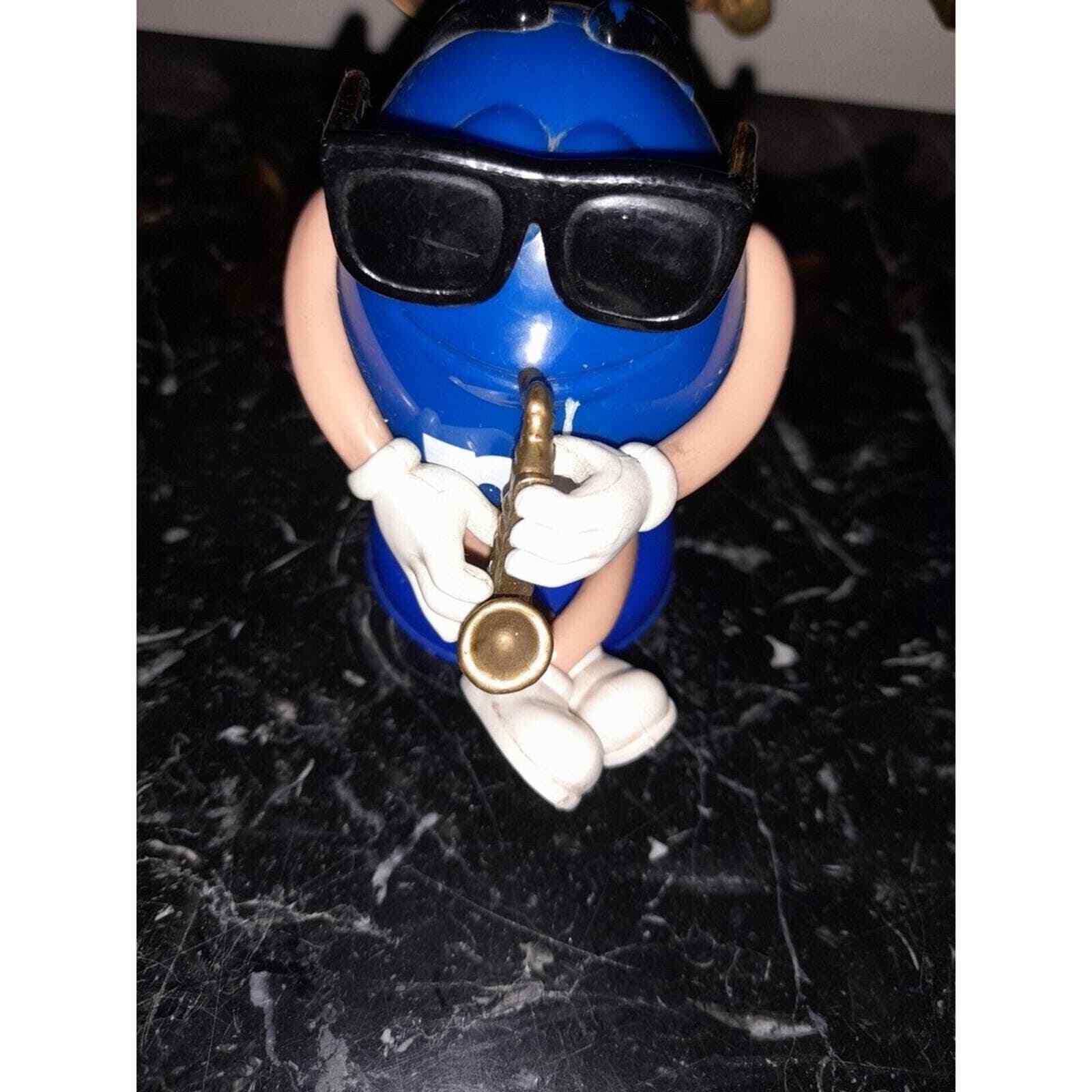 M&M\'s World Cool Blue Candy Sax Player With Shades , Toy Self Standing 4” Tall