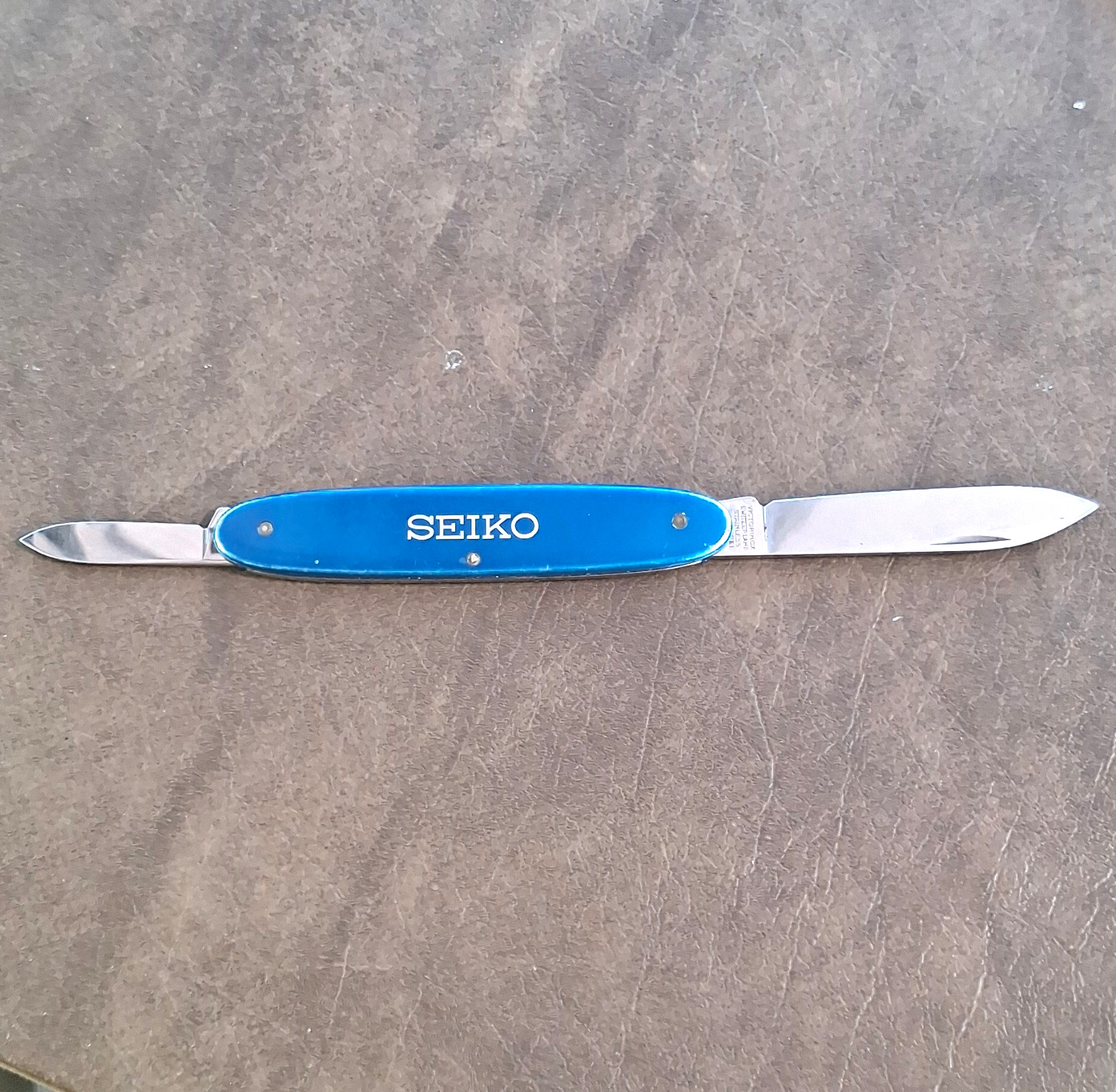 Vintage Victorinox Seiko Blue Alox Excelsior 84mm Pocket Knife Watch Case Opener