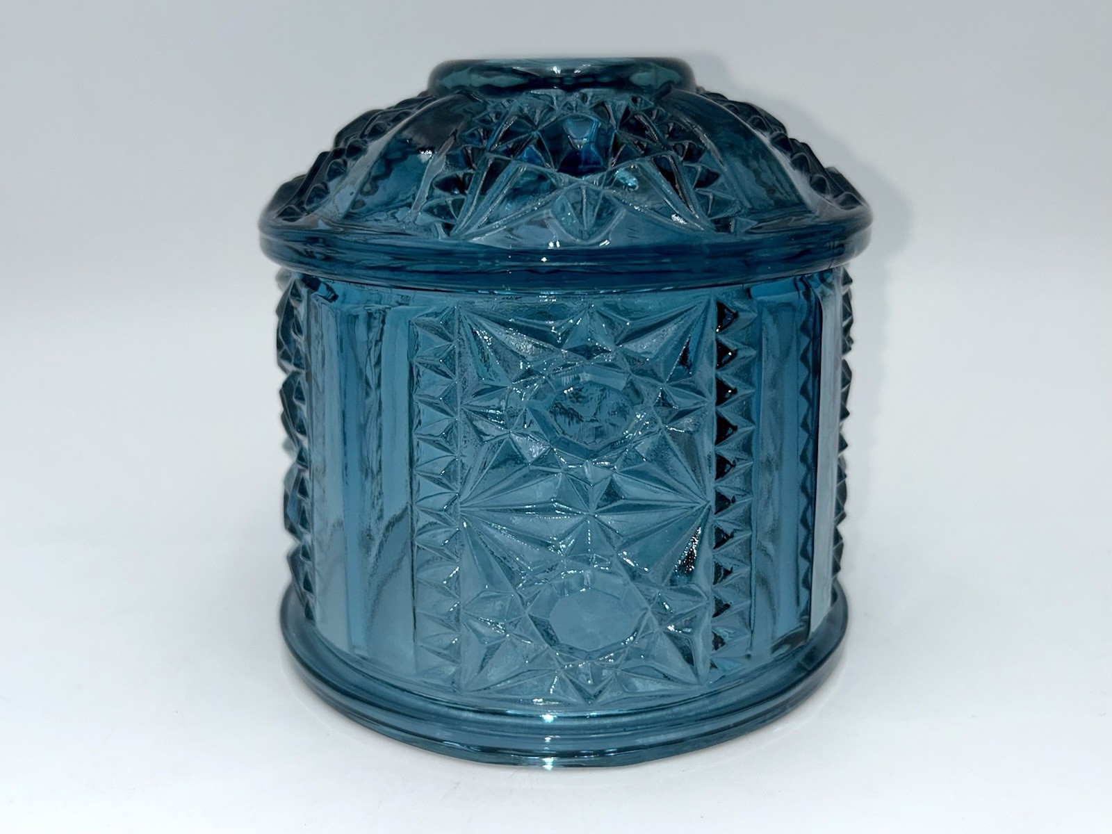 Vintage Indiana Glass Blue Stars and Bars Fairy Lamp TOP ONLY.