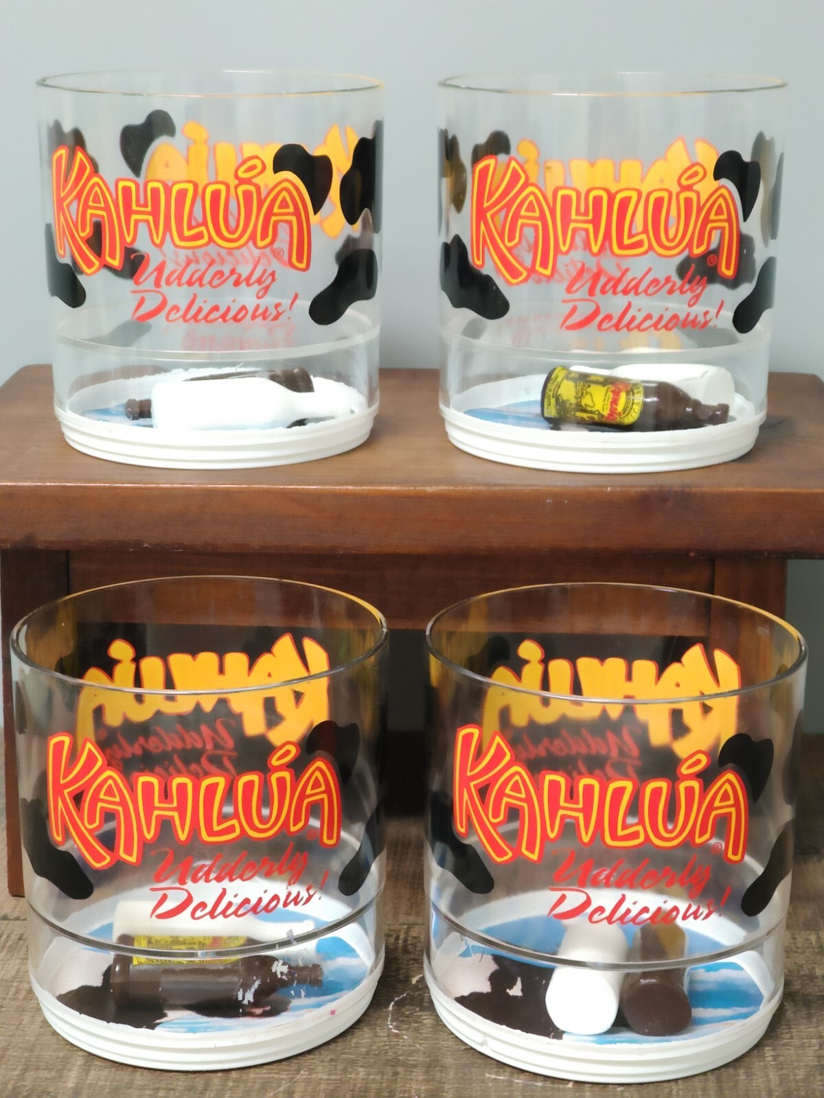 4 Vintage Plastic Kahlua Cow Chiller Cups *As-Is Read*
