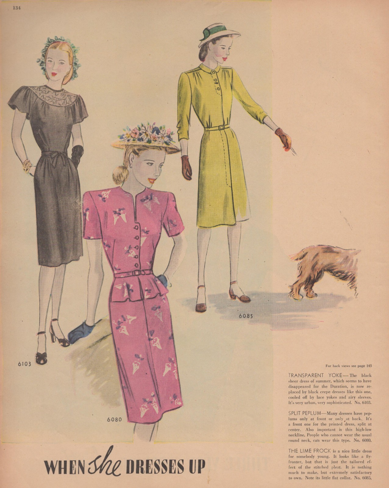 Vintage 1945 Women Fashion Dress Editorial Print Spread 7 Page WWII Era Decor