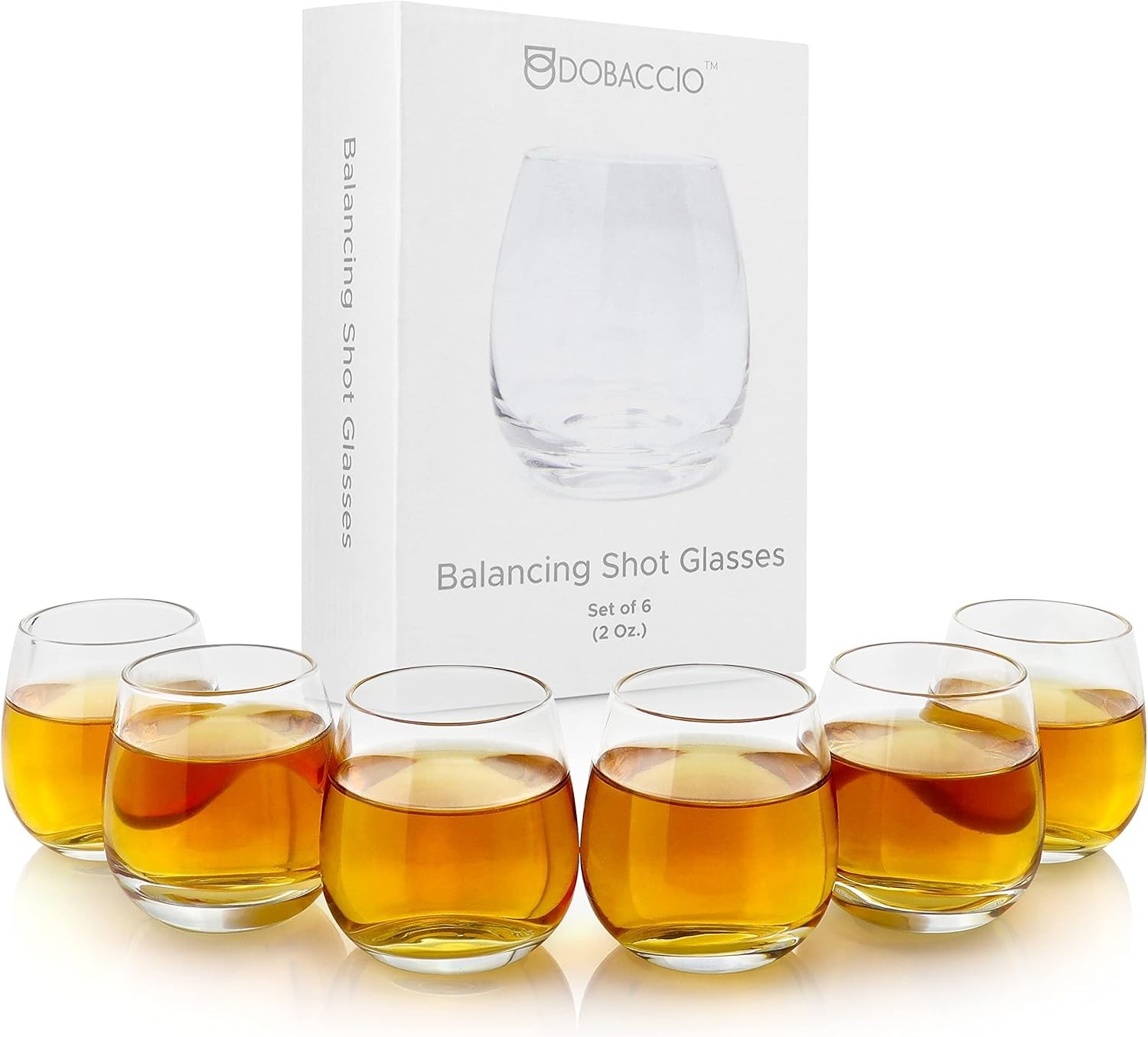 Cool Shot Glasses Round Bottom Balancing Heavy Base Clear Glass Cups Set of 6