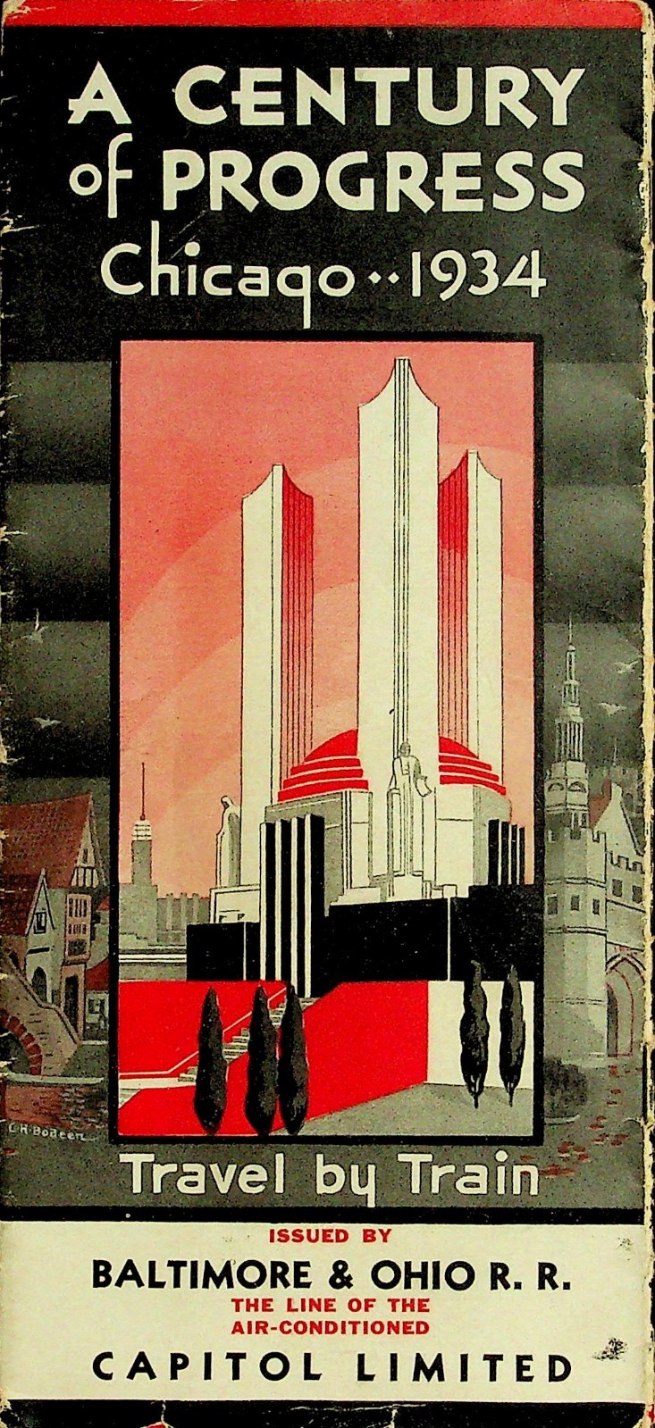 Baltimore & Ohio Railroad Century Of Progress Chicago 1934 Travel Guide Map