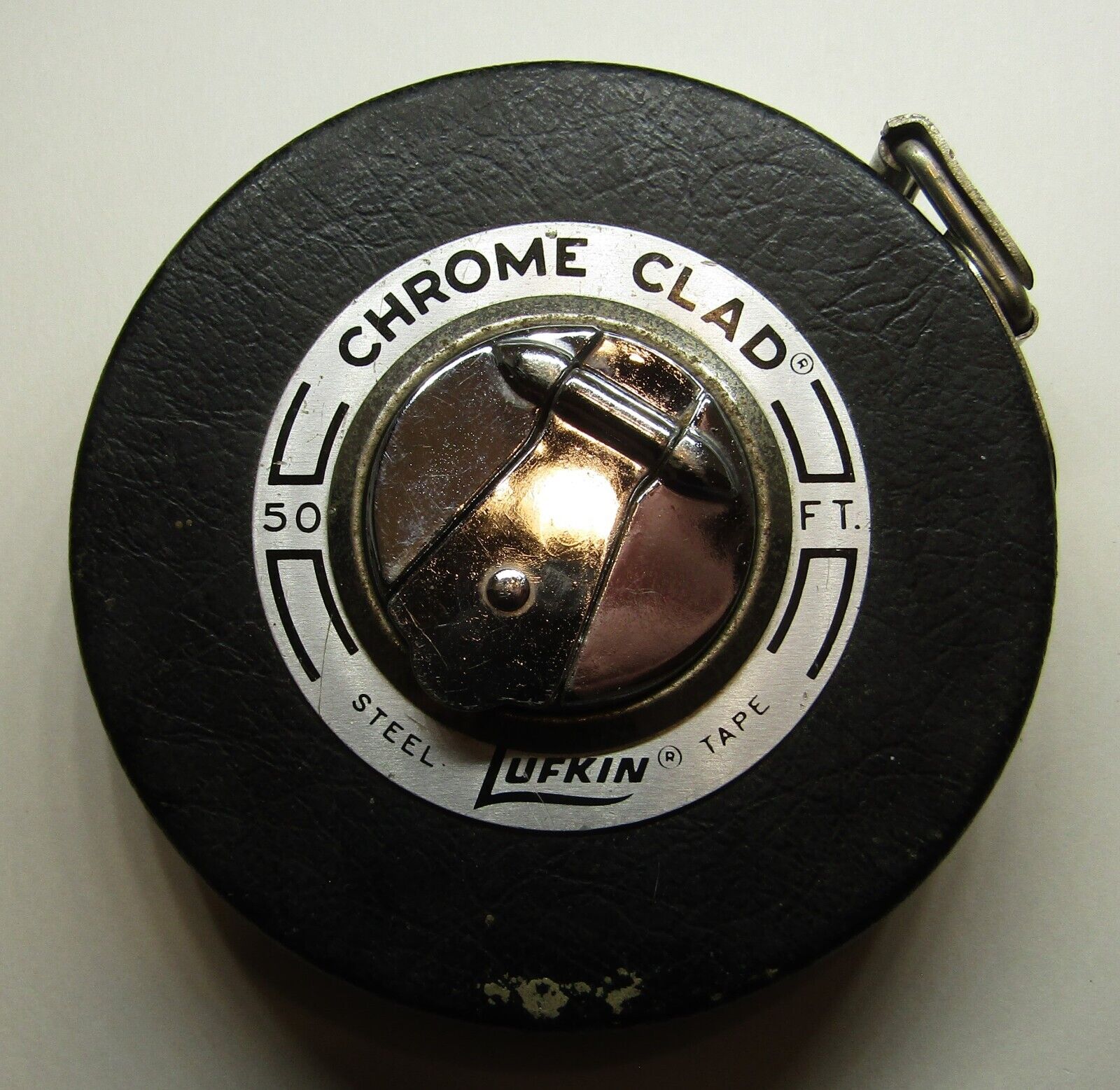 Vintage 50\' *Lufkin* Leader Chrome Clad Steel Tape Measure ~Made in U.S.A.~