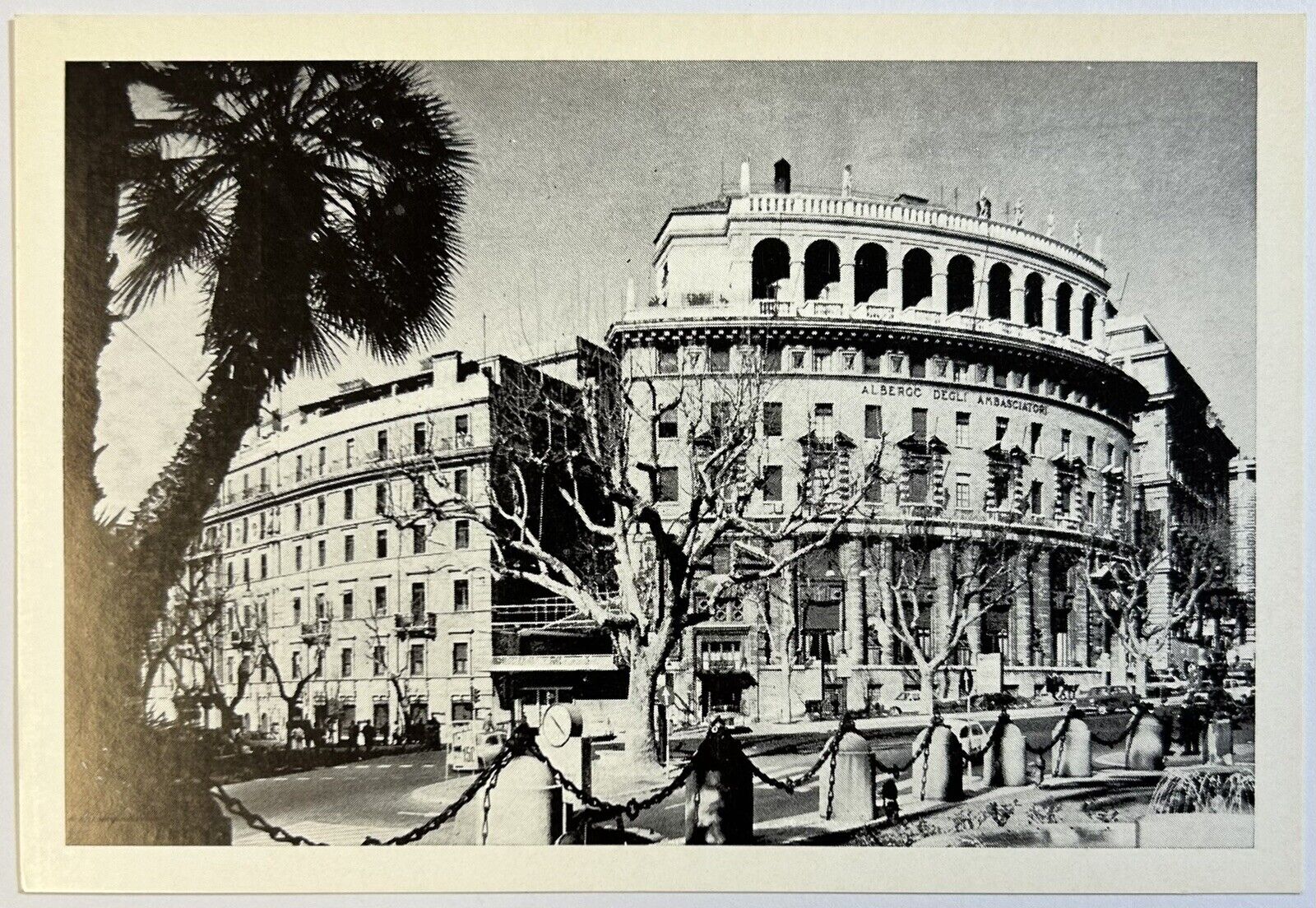 Albergo Palazzo & Ambasciatori Rome Vintage Black & White Postcard, Unposted