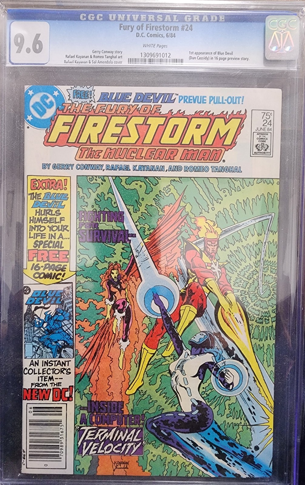 FURY of FIRESTORM #24 KEY 1st Appearance BLUE DEVIL CGC 9.6 News Stand WP