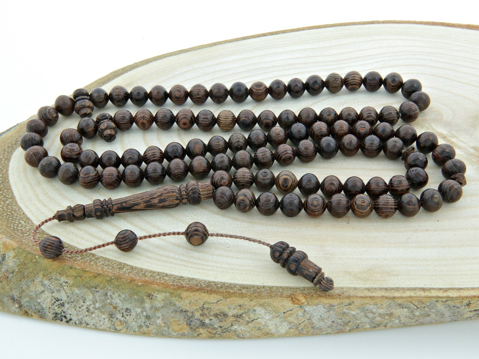 Natural Wenge tree 99 beads Islamic Prayer Beads, Misbaha Tesbih Tasbeeh 204011