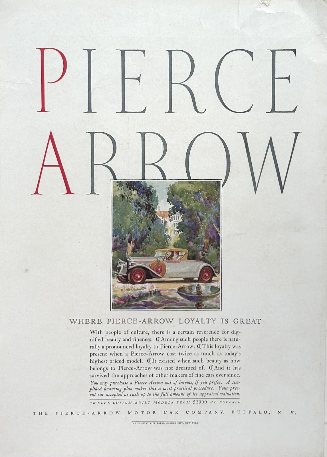 1928 Ad (10  X 14 inches) Pierce Arrow Motor Car Co Buffalo NY 12 Models