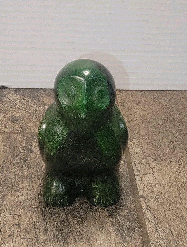GREEN STONE OWL FIGURINE TAMARACK STONECRAFT CANADA