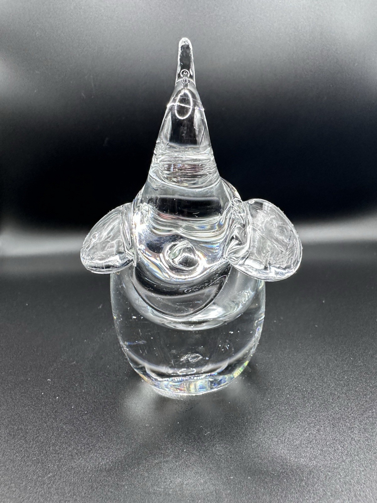 Vintage Heavy Clear Art Glass Elephant Figurine Vase Ring Holder Good Luck 5\