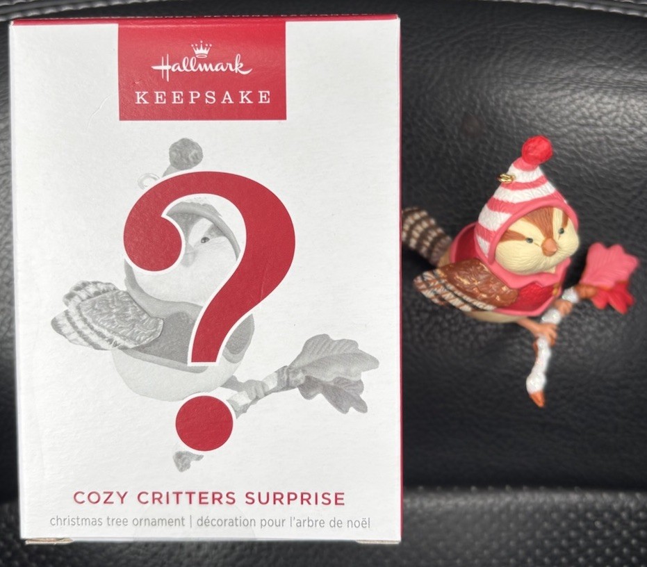RARE NEW 2026 Hallmark Keepsake Ornament Cozy Critters Surprise Pink Ornament