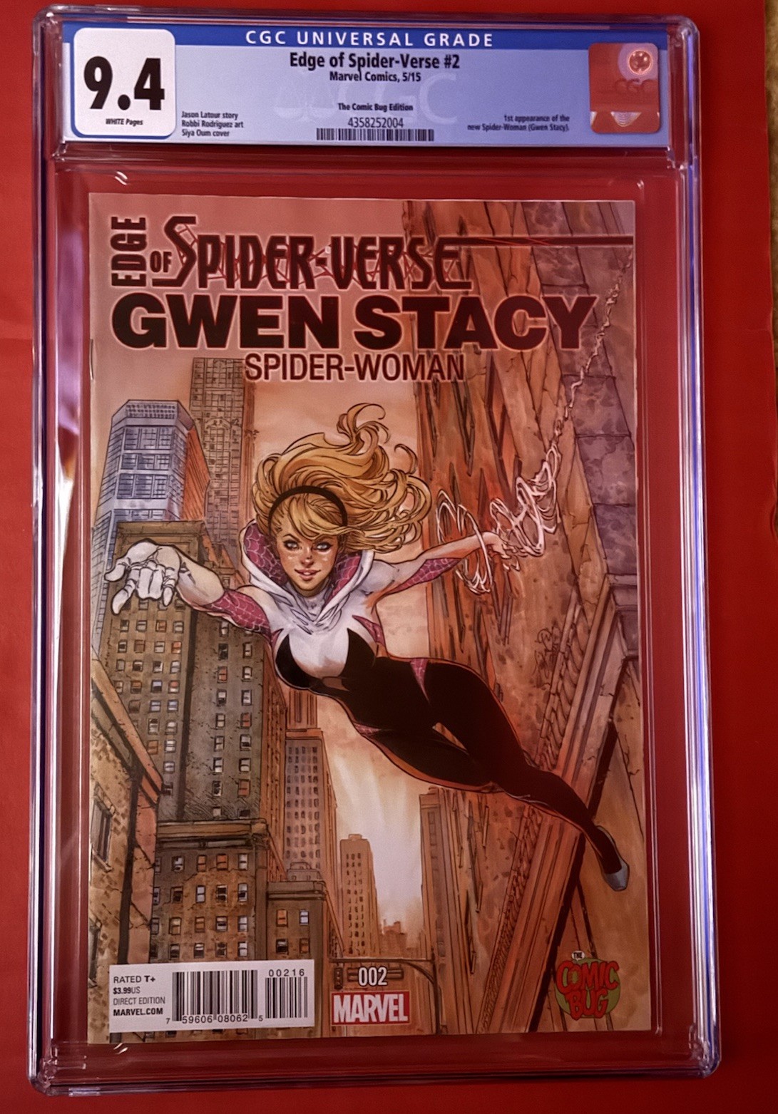 CGC 9.4 Edge of Spider-Verse #2 (2015) Gwen Stacy / Spider-Woman Comic Bug