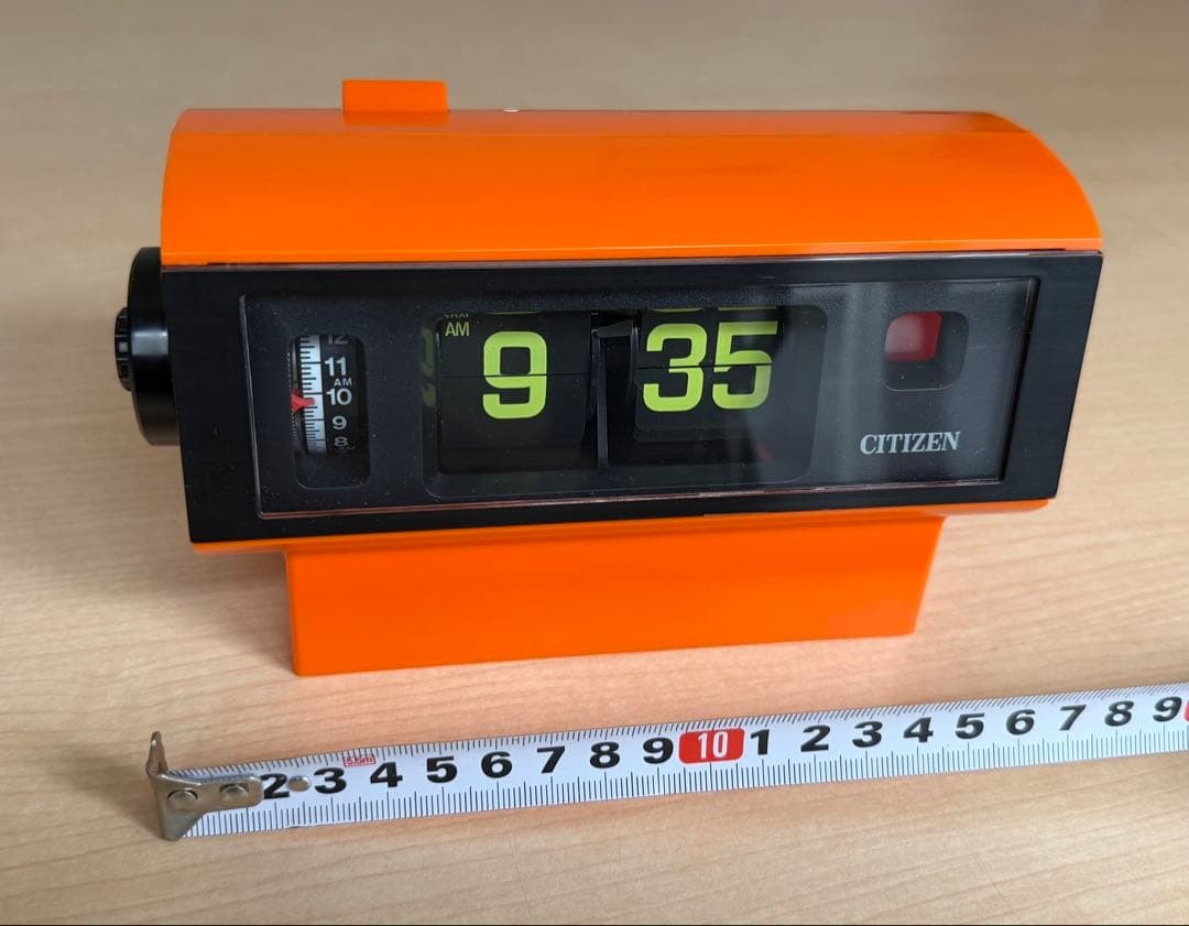 CITIZEN Flip Clock Orange Showa Retro Space Age Clock Works from JAPAN