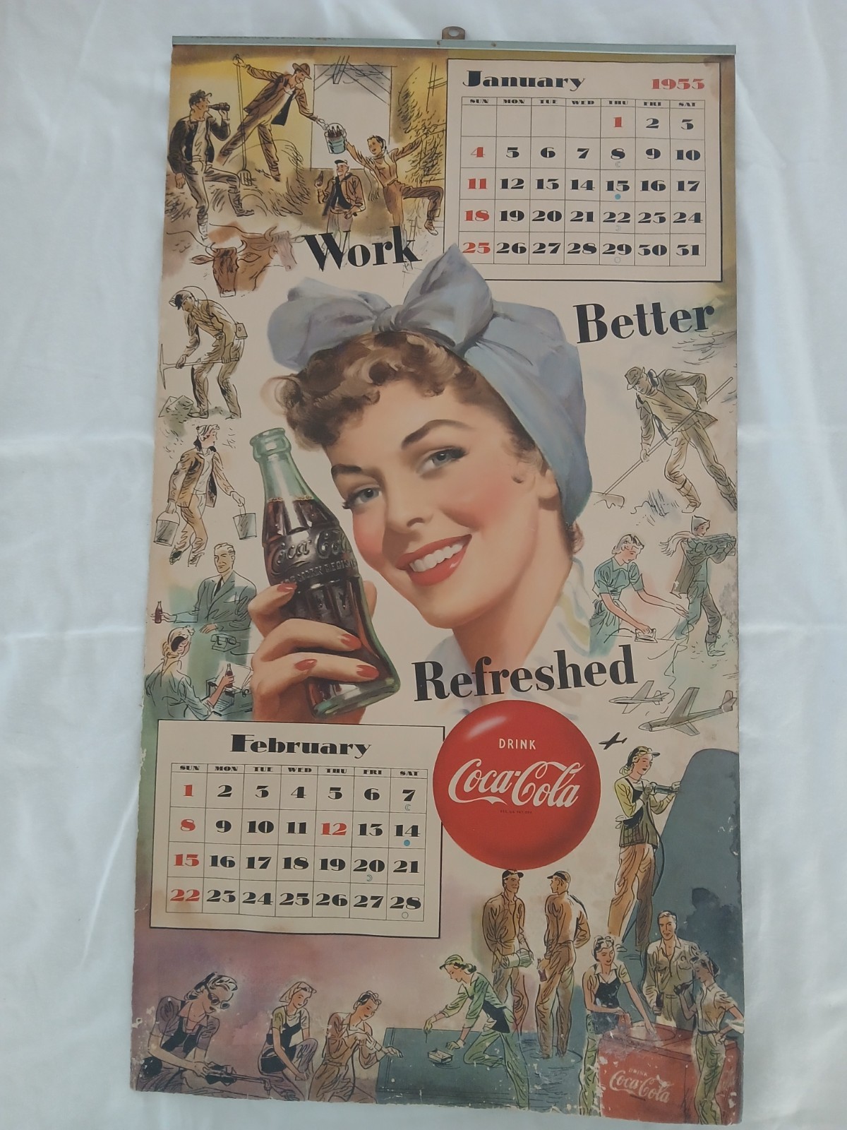 Original 1953 Coca-Cola Calendar Complete Military Service Women Vintage Coke
