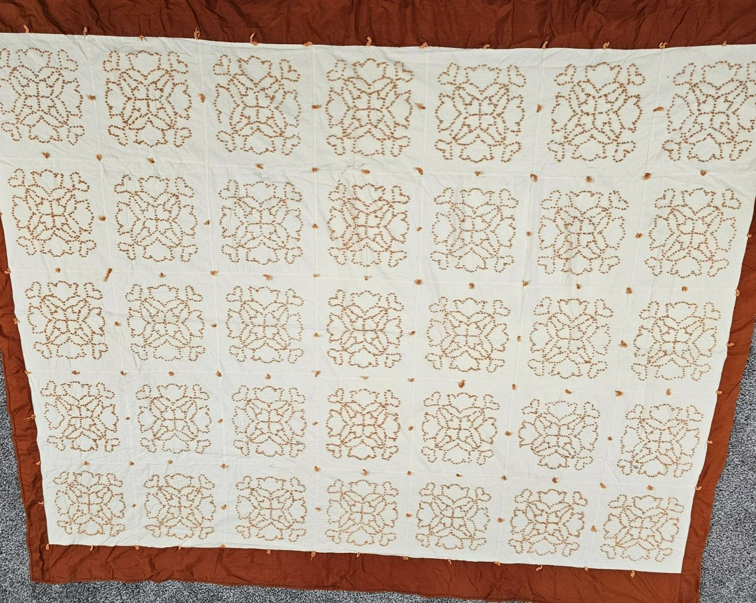 Vintage Hand Made Candlewick Quilt Topper