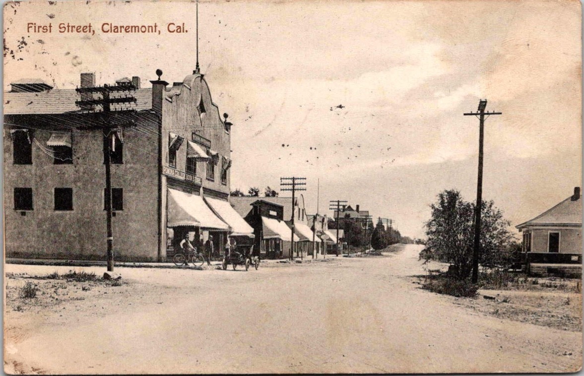 c1910 First Street & Pomona College Book Store Claremont California CA Postcard c1910 First Street & Pomona College Book Store Claremont California CA Postcard
