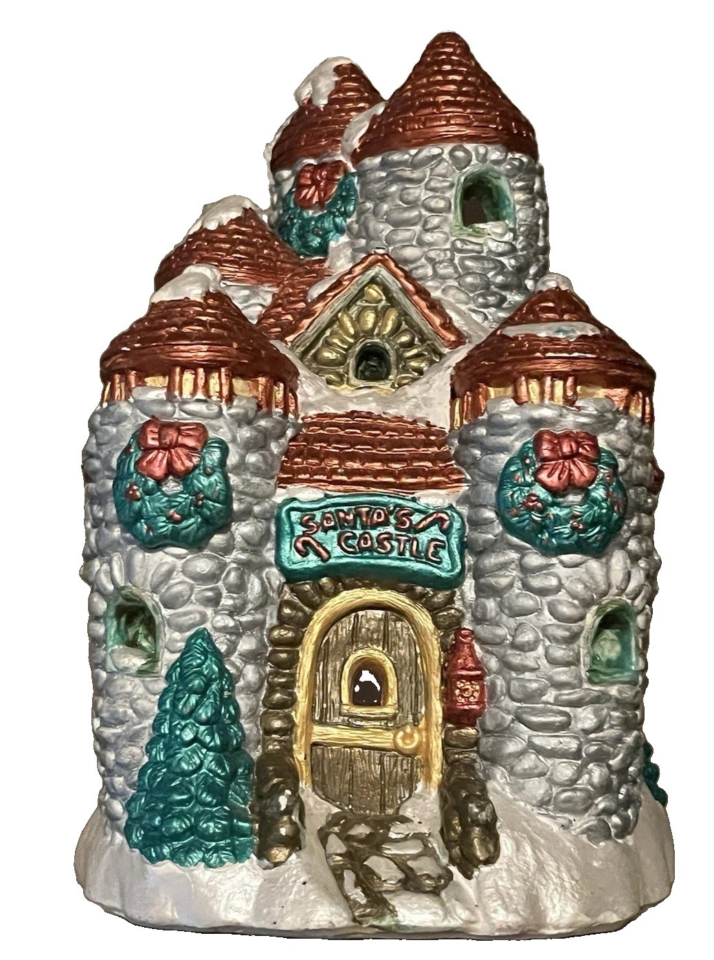 Vintage Santa’s Castle Christmas Ceramic Lighted Village Building Hand Painted