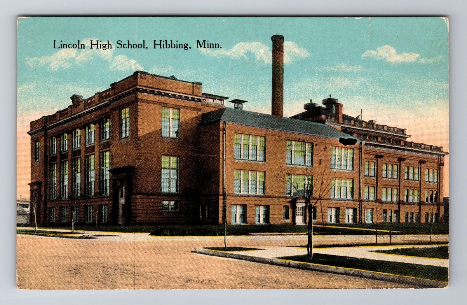 Hibbing MN-Minnesota, Lincoln High School, Antique, Vintage c1914 Postcard