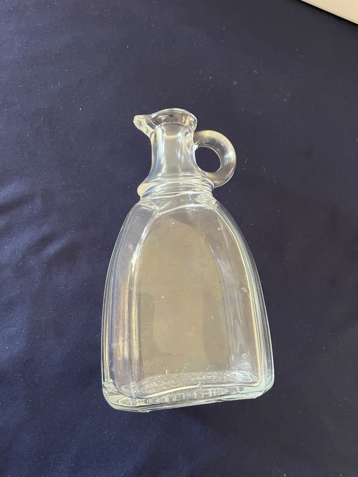 Antique 1920’s Clear Glass Cruet Finger Handle 6.5” Tall Patents On Bottom