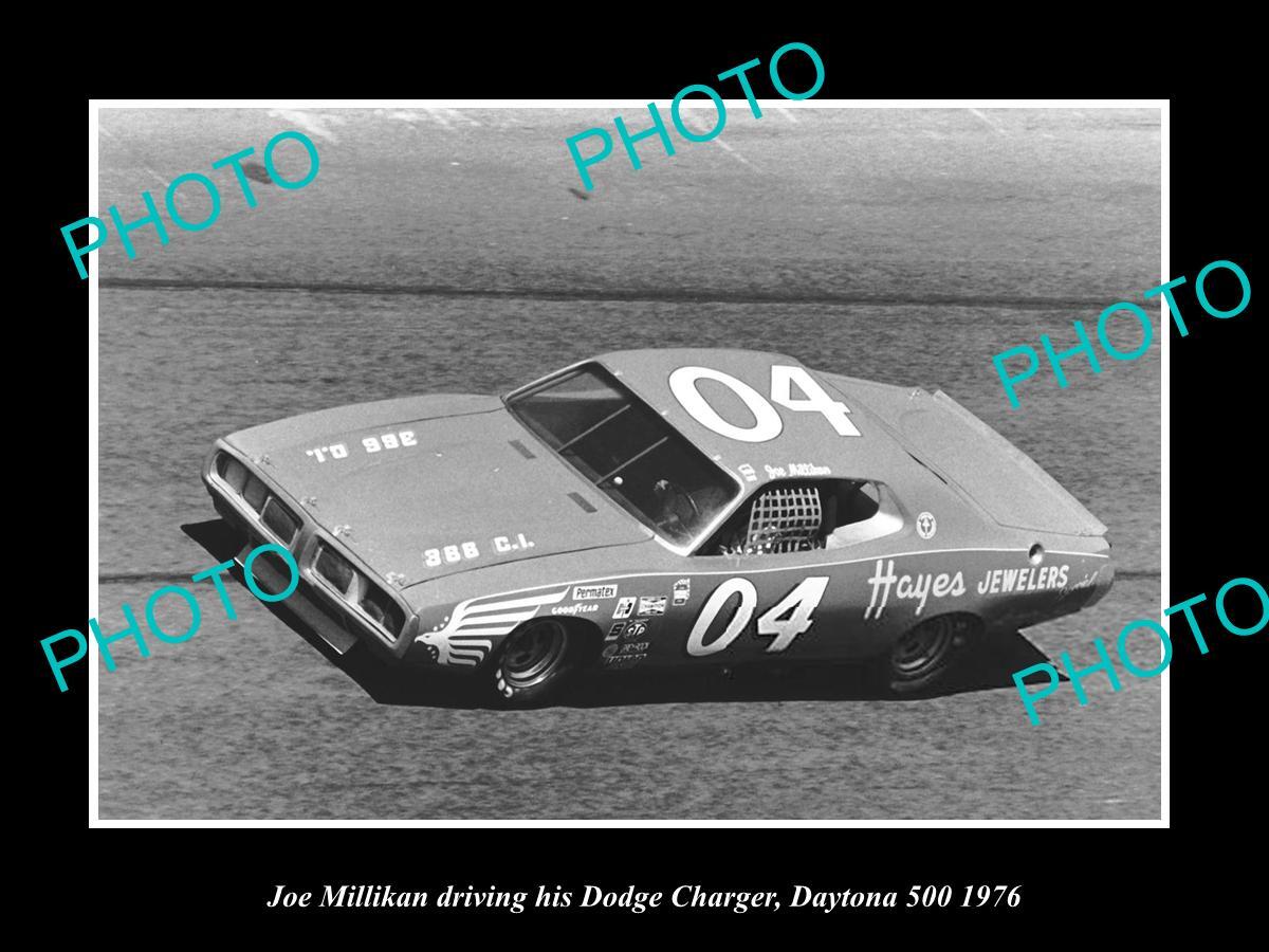 OLD MOTOR RACING PHOTO JOE MILLIKAN DRIVING HIS DODGE CHARGE DAYTONA 500 1976