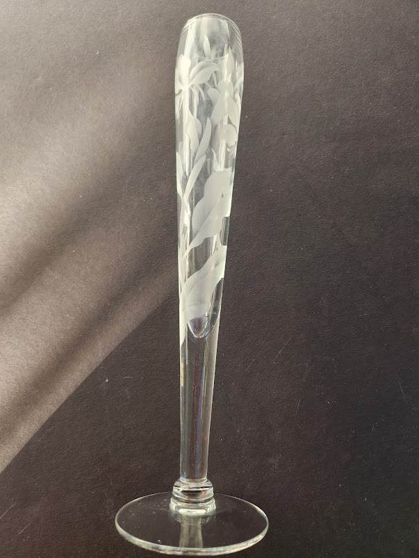 Vintage Etched Tropical Orchid Bud Vase Oda Arts Hawaii Vintage Etched Tropical Orchid Bud Vase Oda Arts Hawaii