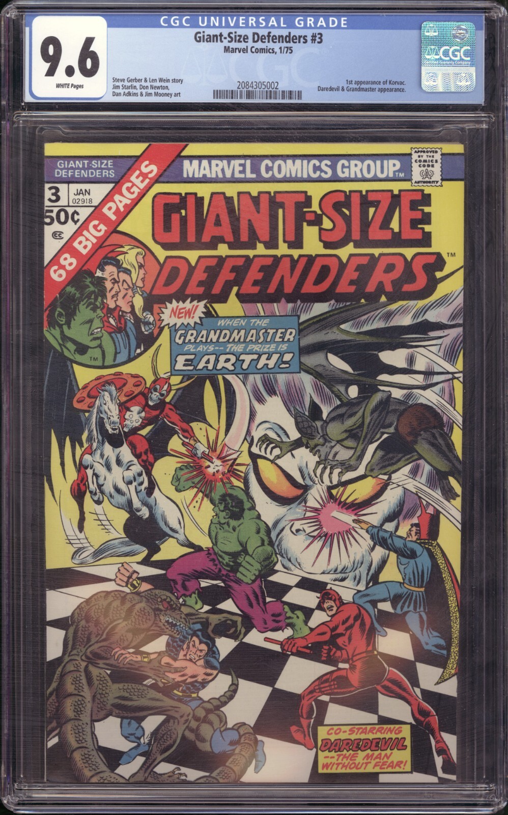 Giant Size Defenders #3 1st Korvac CGC 9.6 NM/M Gem  NM+ Stan Lee MCU First App