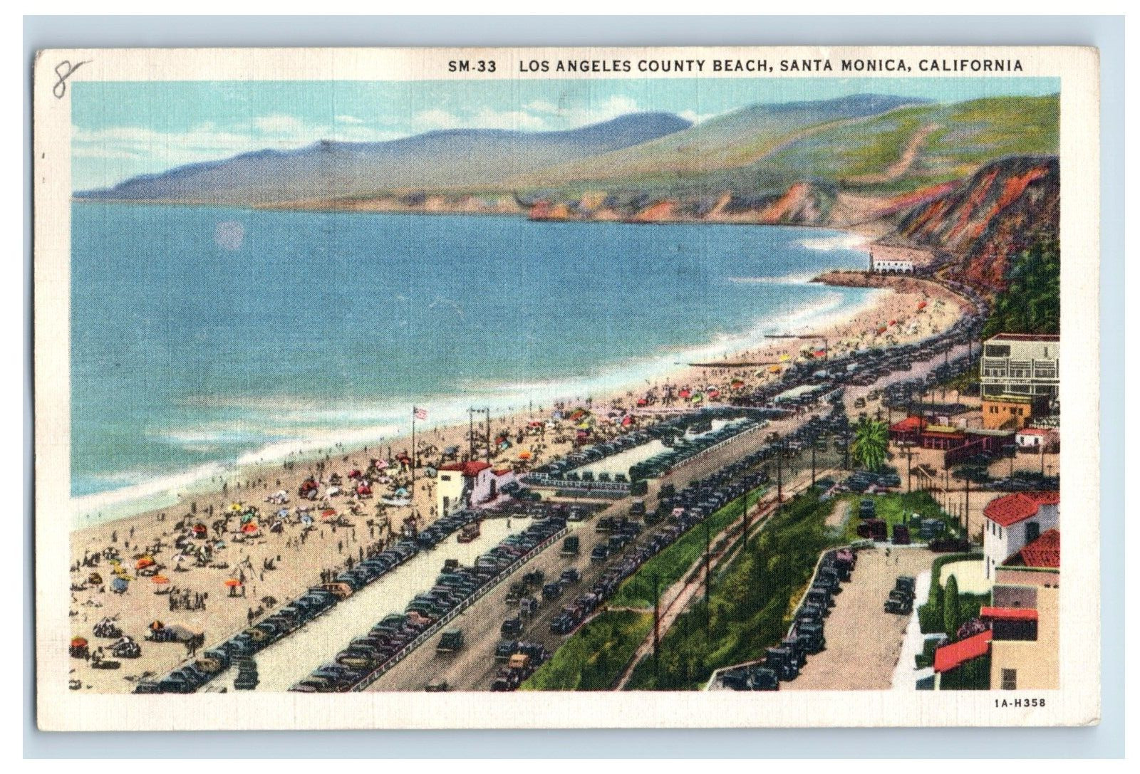 c1915-20's Los ANgeles County Beach, Santa Monica, California. Postcard F89E