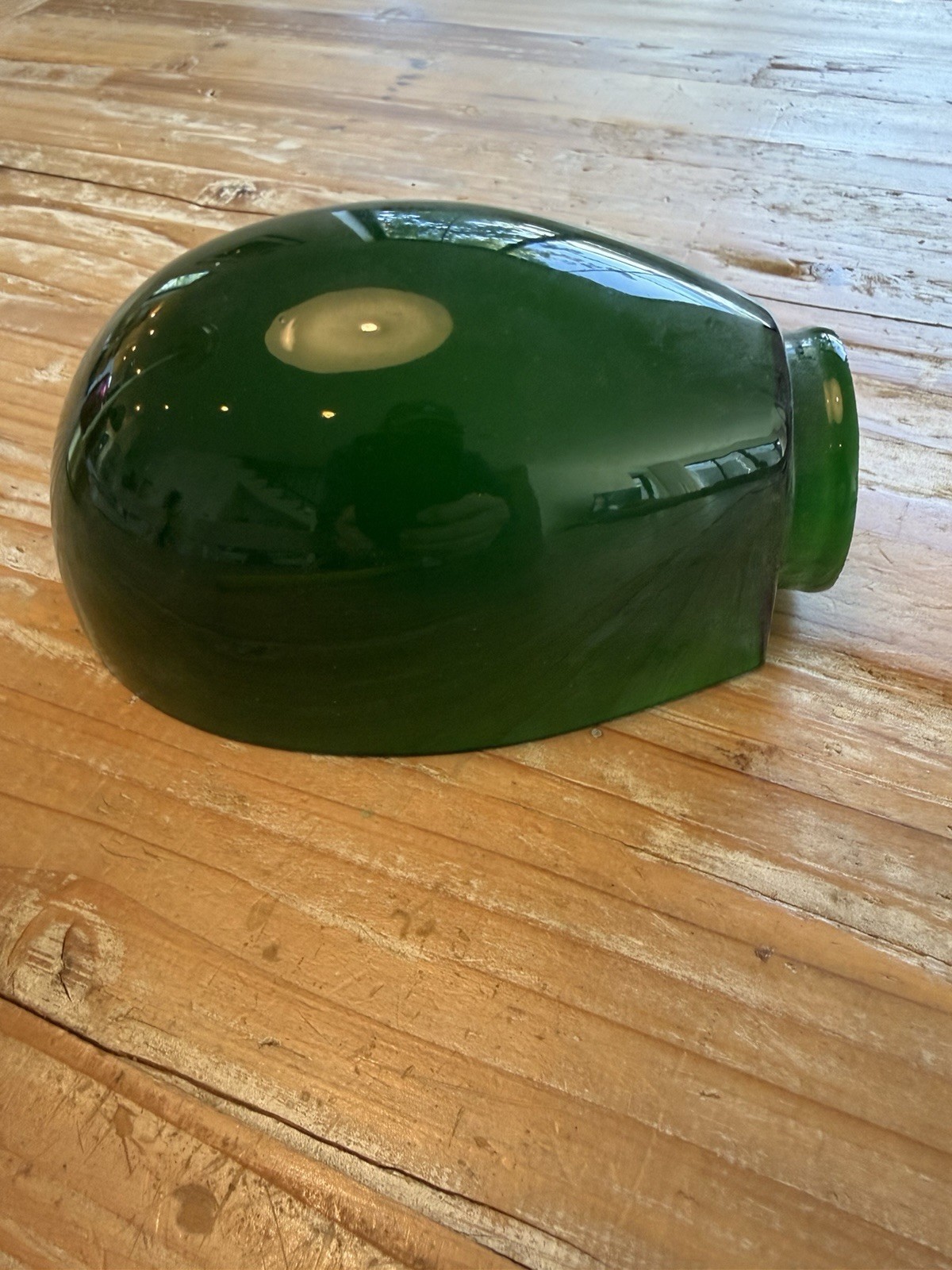Cased Green White Glass Lamp Shade Half Hand 2-1/4” Fitter Industrial  Light