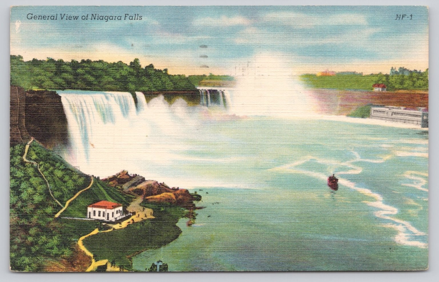 Vintage Niagara Falls General View Linen Postcard 1963