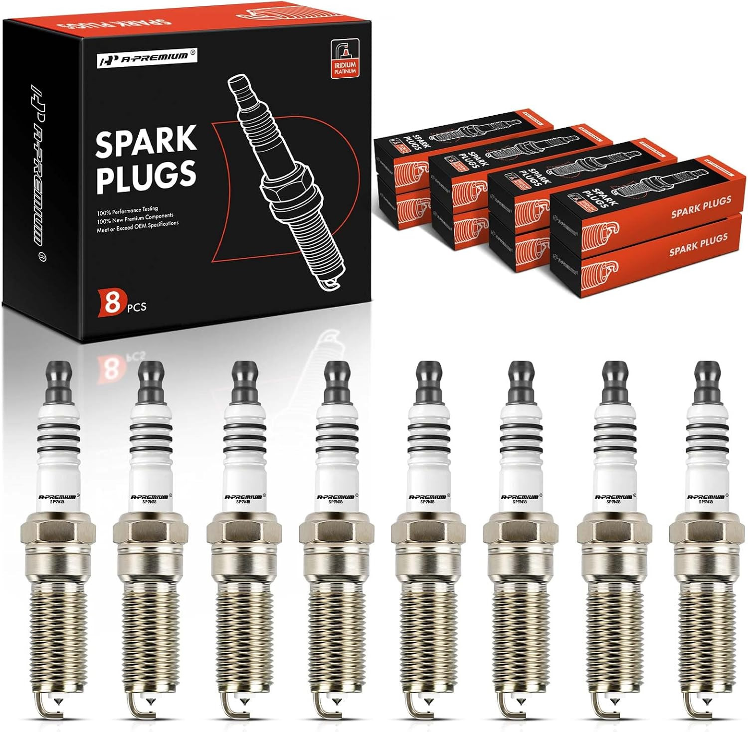 Iridium Platinum Spark Plugs Pack of 8, Fine Wire, V8 Engine