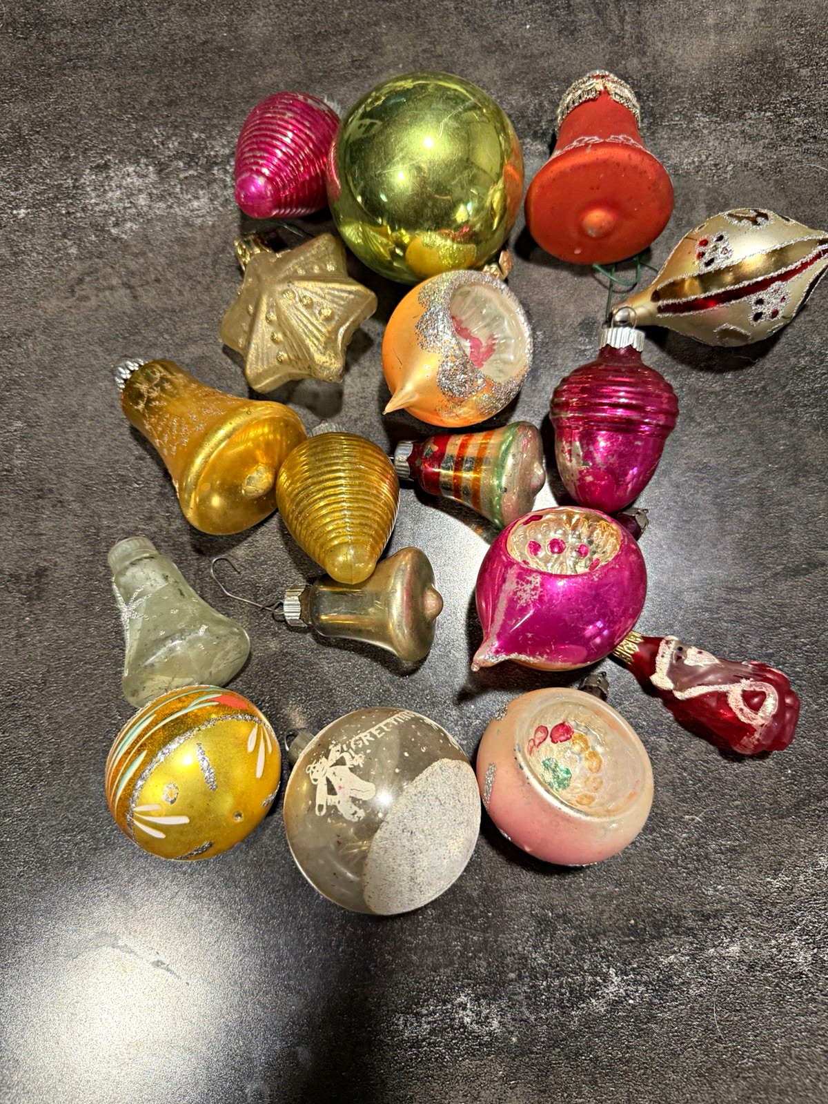 Vintage Glass Christmas Ornaments Lot of 17 - Shiny Brite, Indent Reflector
