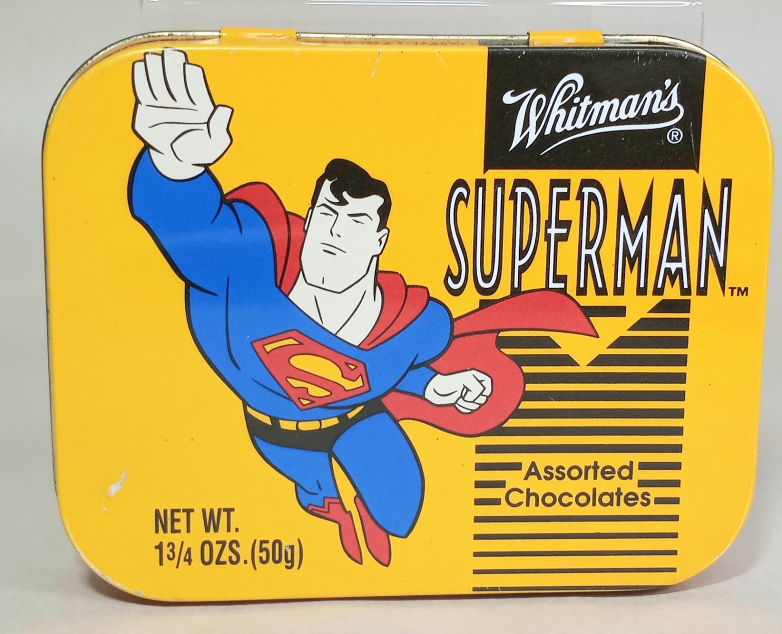 Vtg 1998 Whitmans Superman Chocolate Candy Tin 90s Collectible 