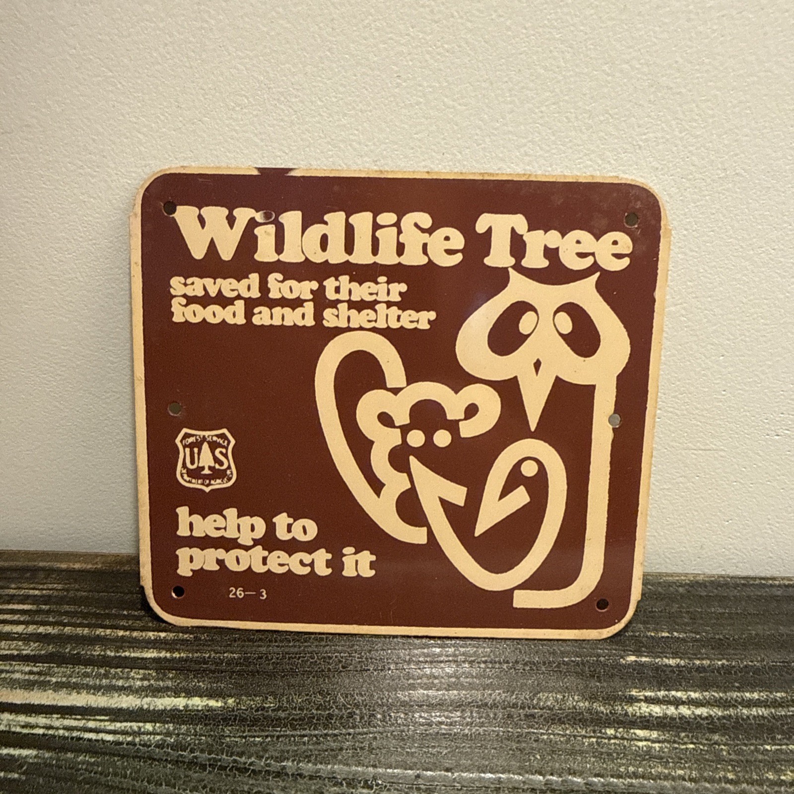 NOS Vintage US Forest Service Wildlife Tree Saved for Food & Shelter Metal Sign